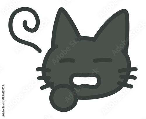 くびをする黒猫のイラスト 眠い 退屈 疲れ 表情 睡眠
