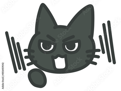 気合を入れる黒猫のイラスト 叫ぶ 応援 驚く 怒る 表情