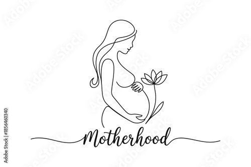 A pregnant woman holding a flower, symbolizing motherhood and new life