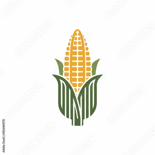 Simple graphic illustration of a single ear of corn with husks.