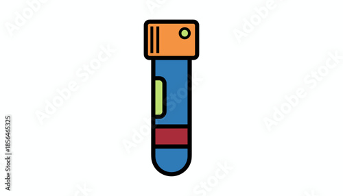 Single pcr container tube with color label isolated on white background, genetic testing concept
