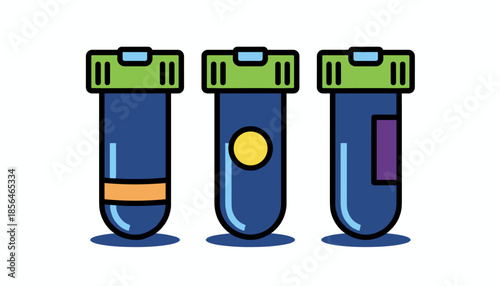 Pcr containers with colored markers for medical testing isolated on white background, biotechnology concept