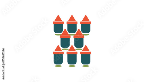 Pcr containers arranged in rows with sealed caps isolated on white background, laboratory storage concept