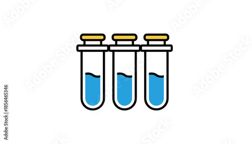 Pcr containers with blue liquid samples in tubes isolated on white background, laboratory research concept