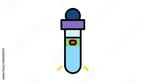 Single pcr container tube with indicator light isolated on white background, rapid test concept
