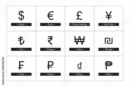 Set of Currency Symbol in White Backgrond