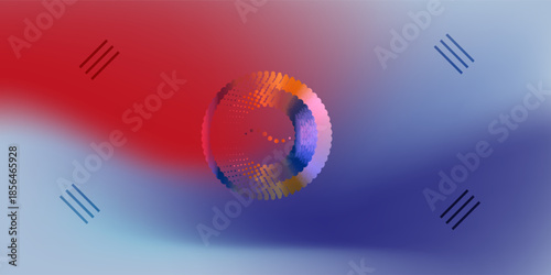 3d rendering of geometric shaped chrome pattern over gray background modern gradient dot