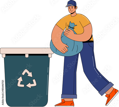 Illustration of Person Throwing Away Garbage