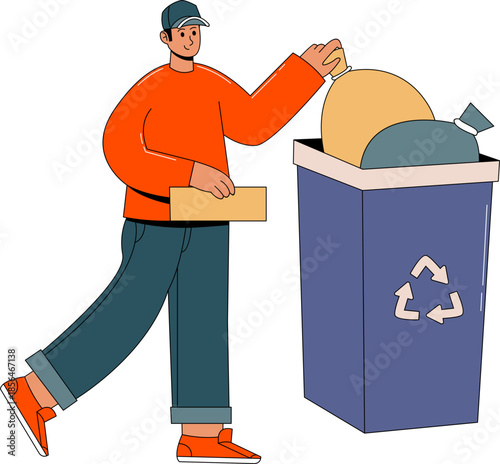 Illustration of Person Throwing Away Garbage