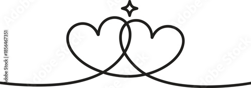 Connected Hearts Line Icon. Love, Relationship, Romance Outline Vector Illustration