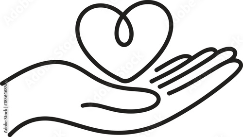 Care Hand Line Icon. Love, Support, Charity, Protection Outline Vector Illustration