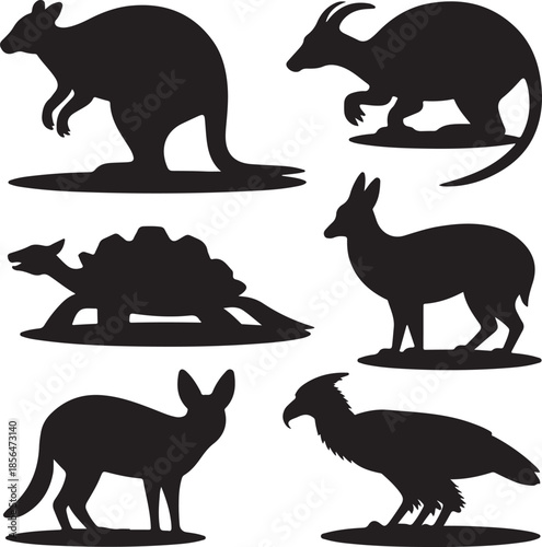 Collection of animal silhouettes isolated on transparent background