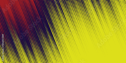 Yellow halftone on blue background. Vector dotted sparkles or halftone shine pattern texture Pop Art Style Background. Vector sport