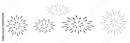 Fireworks icon set vector, Abstract festive gold firework decoration art design element best for Christmas, new year, holiday, greeting card, banner, celebration party events. Illustration PNG.