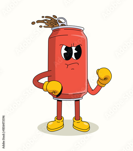soda can boxer happy groovy cartoon illustration