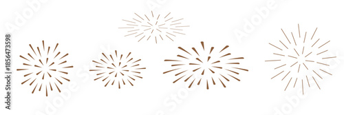 Fireworks icon set vector, Abstract festive gold firework decoration art design element best for Christmas, new year, holiday, greeting card, banner, celebration party events. Illustration PNG.