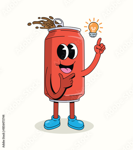 soda can idea groovy cartoon illustration