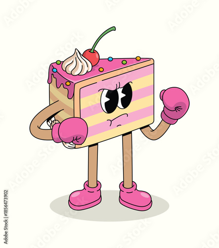 cake boxer groovy cartoon illustration