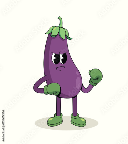 eggplant boxer groovy cartoon illustration
