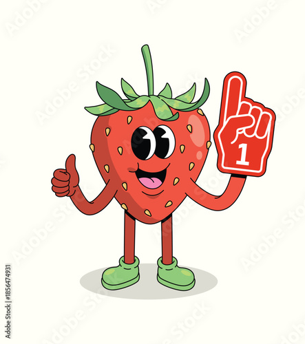 strawberry foam hand groovy cartoon illustration