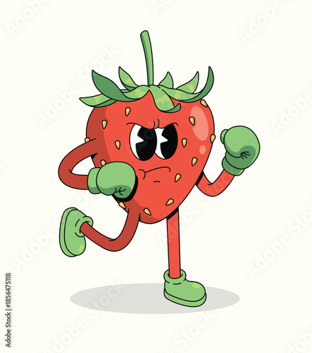 strawberry boxer groovy cartoon illustration