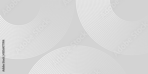 Abstract white glowing geometric lines on gray background. Modern shiny blue circle lines pattern. Futuristic technology concept. Suit for cover, poster, banner, brochure, header, website vector