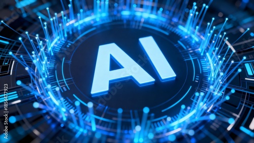 AI technology interface with glowing elements