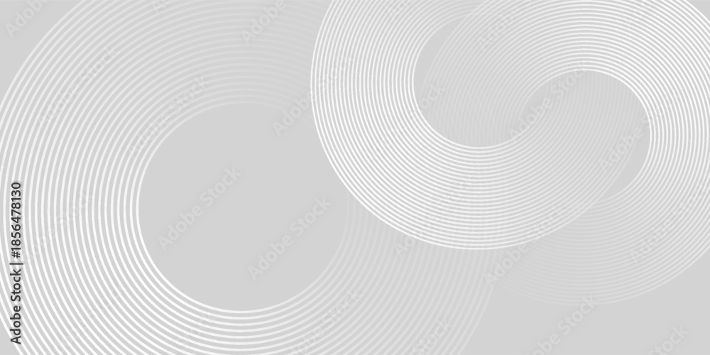 Fototapeta premium Abstract white glowing geometric lines on gray background. Modern shiny blue circle lines pattern. Futuristic technology concept. Suit for cover, poster, banner, brochure, header, website vector