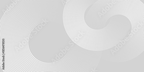 Abstract white glowing geometric lines on gray background. Modern shiny blue circle lines pattern. Futuristic technology concept. Suit for cover, poster, banner, brochure, header, website vector