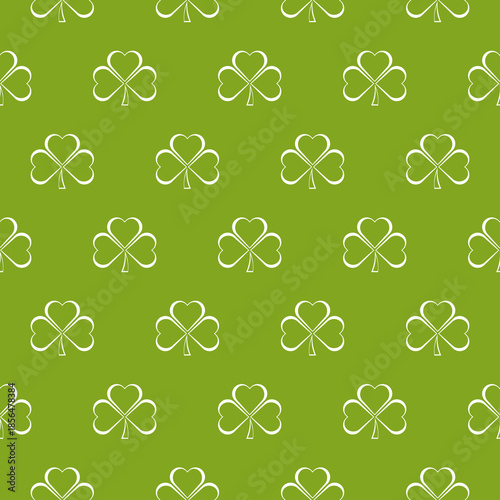 Three leaf clover seamless pattern isolated on color background