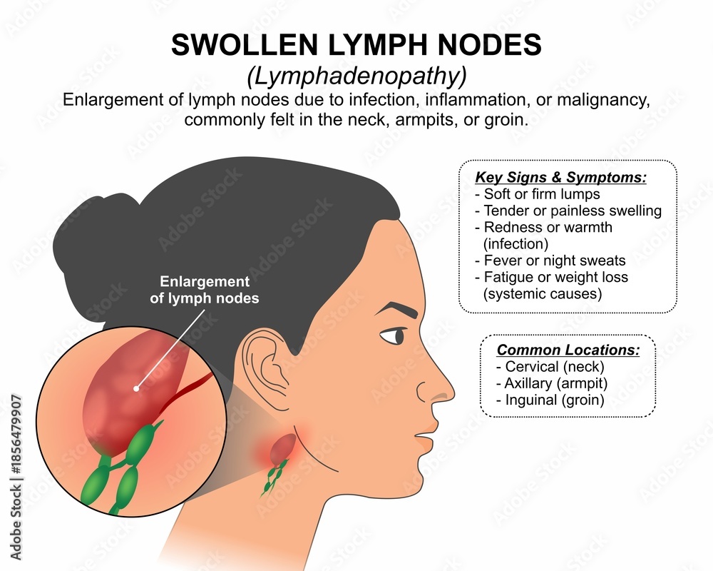 Fototapeta premium Swollen Lymph Nodes (Lymphadenopathy) Flashcard