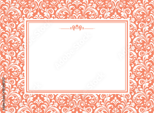 Decorative frame Elegant vector element for design in Eastern style, place for text. Floral pink and white border. Lace illustration for invitations and greeting cards