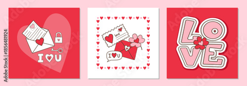 Valentine s Day Love Theme Vector Illustration Set