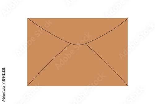 Brown paper envelope illustration showing closed flap design, stationery element for mail, office communication, postal service and correspondence themed flat vector illustration.