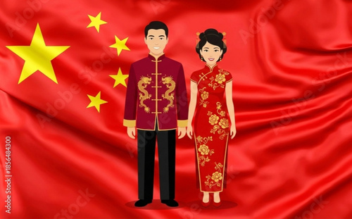 china flag on red background