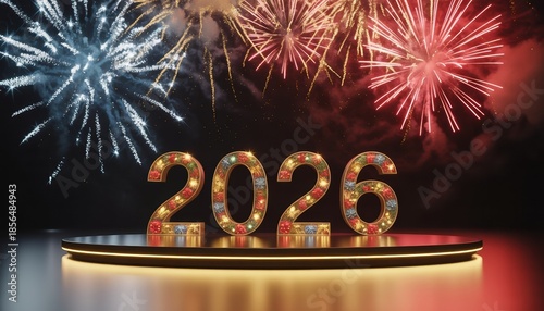 Celebrating the Dawn of 2026: Illuminating the night sky with vibrant fireworks, the year 2026 stands center stage, a symbol of hope and new beginnings.