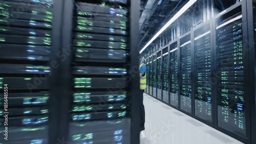 Data center building Frankfurt 4 large scale computer and IT infrastructure in Germany showing high technology server farm and digital storage facility in 4K resolution