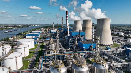 Wallpaper Mural Aerial drone view of a fluoropolymers production facility in Dordrecht The Netherlands showing chemical plant infrastructure industrial manufacturing site and refinery tanks in 4K resolution Torontodigital.ca