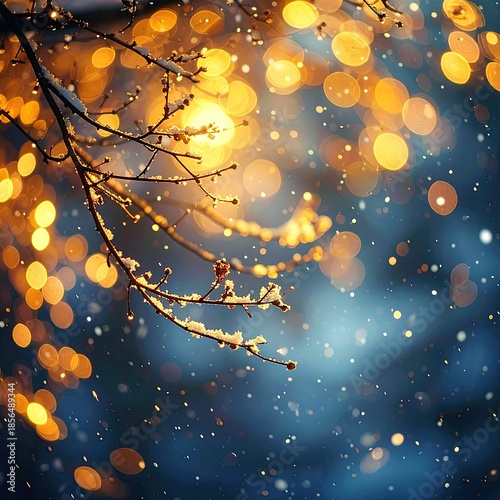 Winter wonderland with warm lights