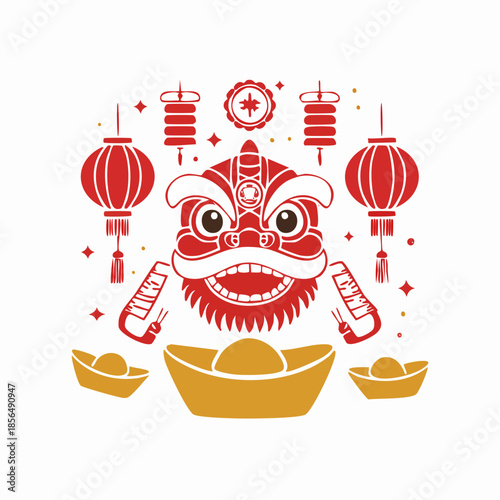 Simple lantern and gold ingot vector art. Perfect for digital red envelopes or greeting apps. These lightweight SVG files ensure fast loading times while keeping a festive, elegant vibe.