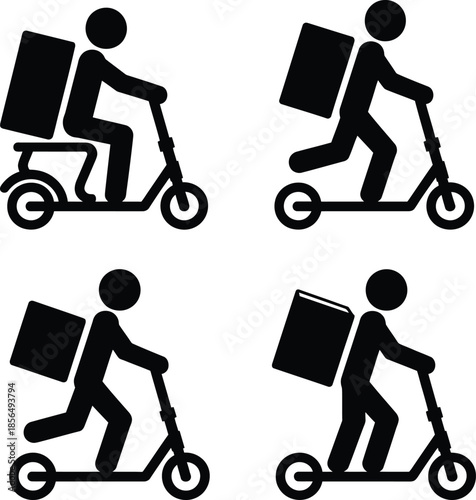 Delivery people on scooters with boxes