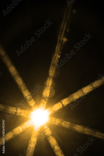 Abstract Natural Sun flare on the black