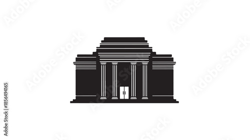 Ancient Greek temple in minimalist flat design with monochromatic color scheme and simple texture for architectural icon