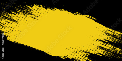Abstract Black and Yellow Dirty Grunge Background with Halftone Effect. Sports Background with Brush Stroke Illustration