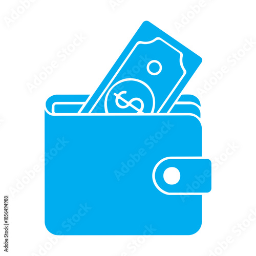 a simple icon of a wallet filled with cash and a closure snap