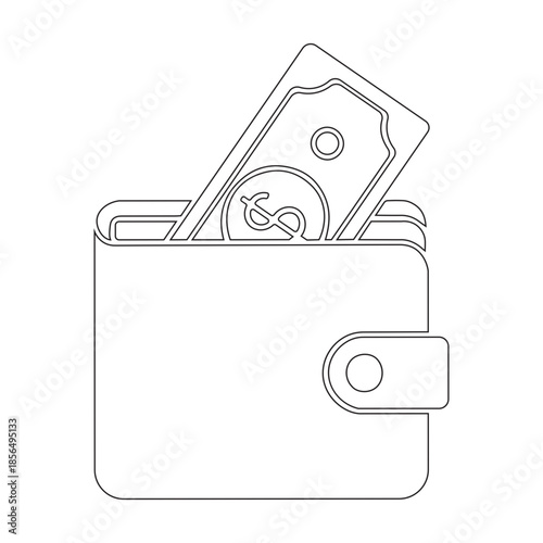 a simple icon of a wallet filled with cash and a closure snap