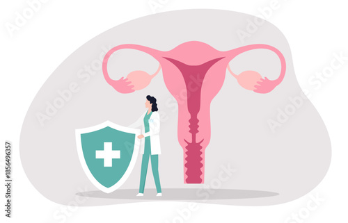 The protection and care of the female reproductive system, symbolizing gynecological health and medical support.