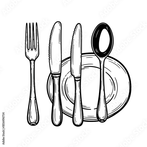 Silverware Set with Fork Knife and Spoon.