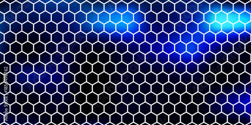 Glowing hexagonal grid neon background, 3d rendering. Digital drawing.