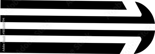 Black Racing Stripes Flat Style Vector Icon Speed Mark Symbol and Dynamic Outline Graphic Featuring Motion Lines, Chevron Arrows and Fast Design Elements